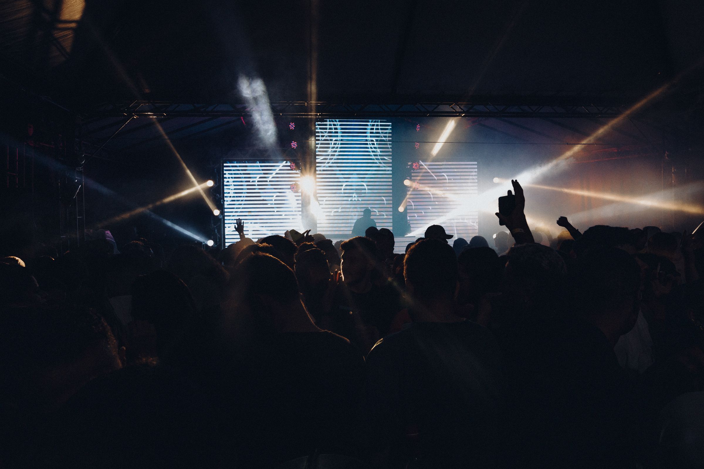 A late-night celebration in a darkened club
